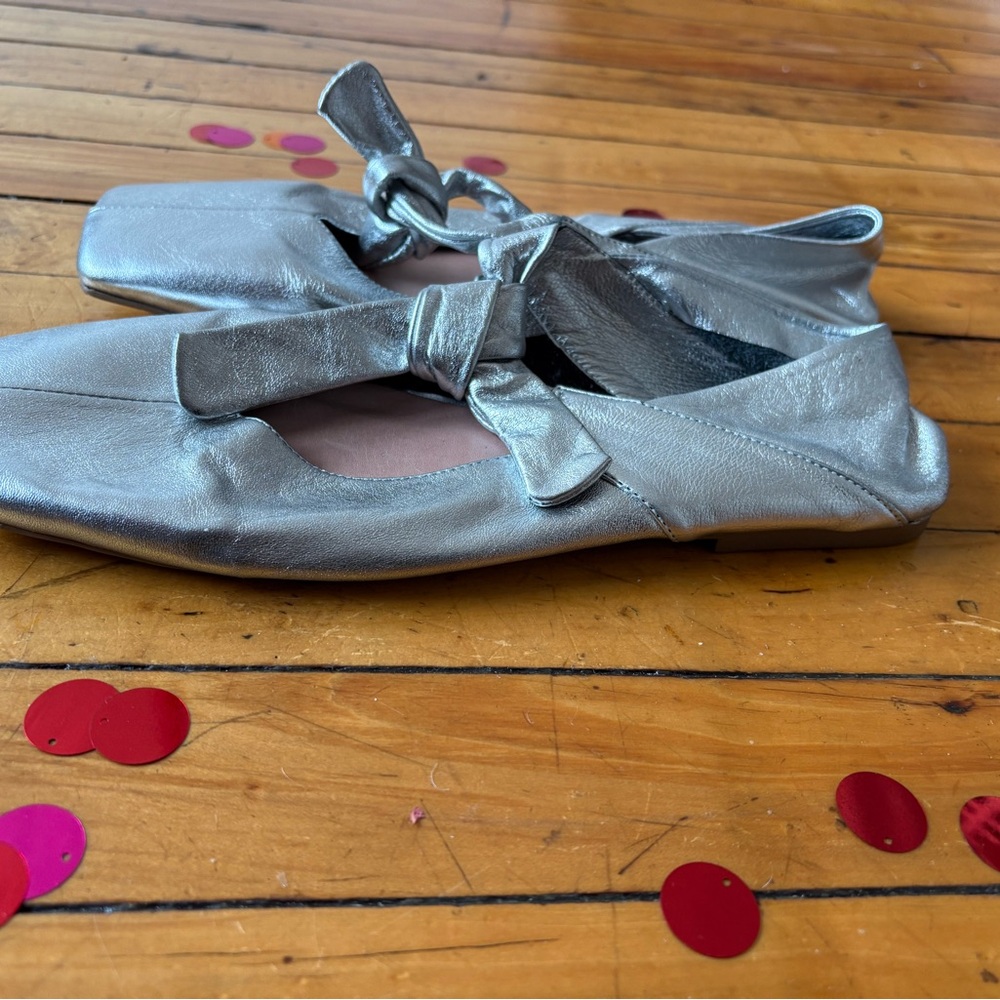 Silver Bow Ballet Flats - Picture 3 of 5